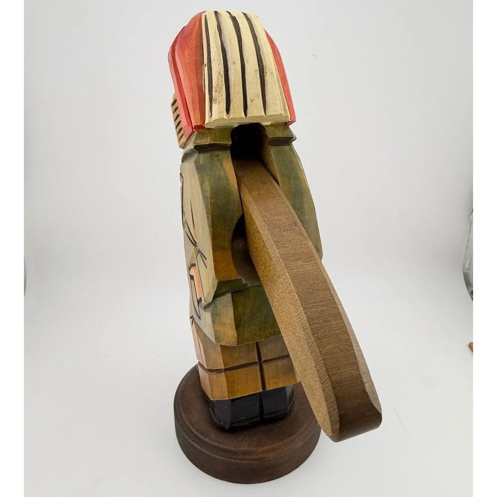 Vintage German Folk Art Wooden Nutcracker Hand Carved Art Lever